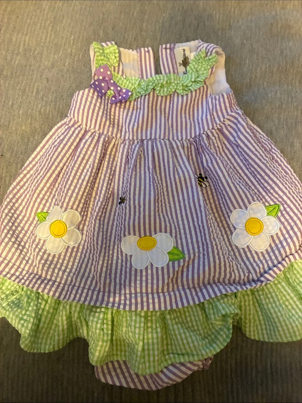 (2 )set pc Pink Paris Print Dress and one Purple,white with butterflies 18-24